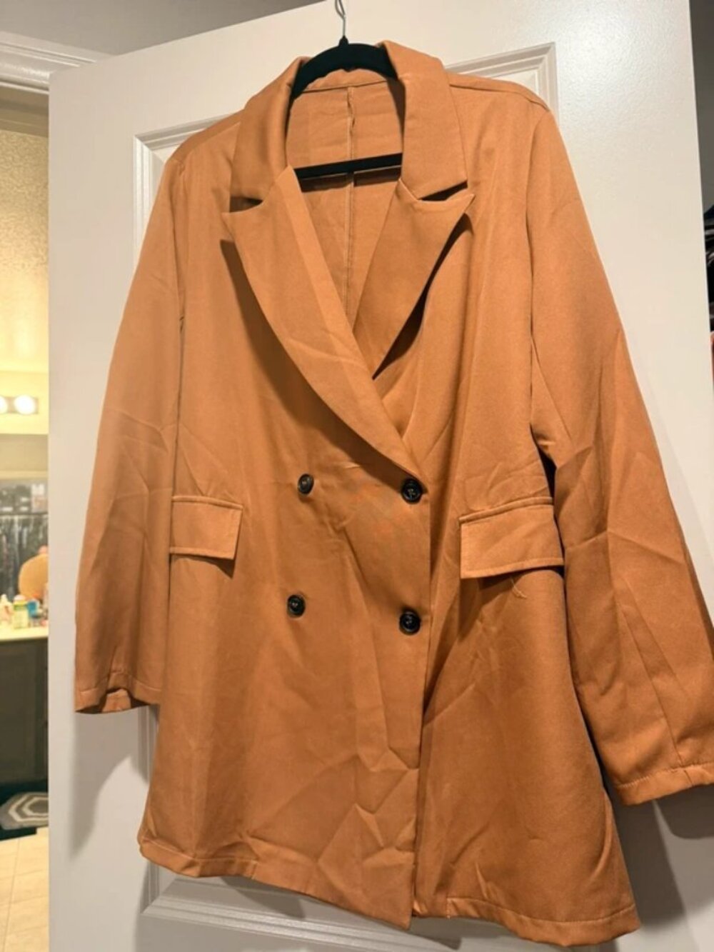 Camel colored oversized blazer from SHEIN.
